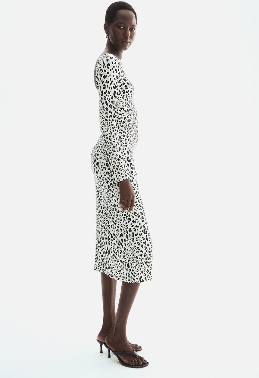 H&M - Open-back jersey dress - cream/leopard print