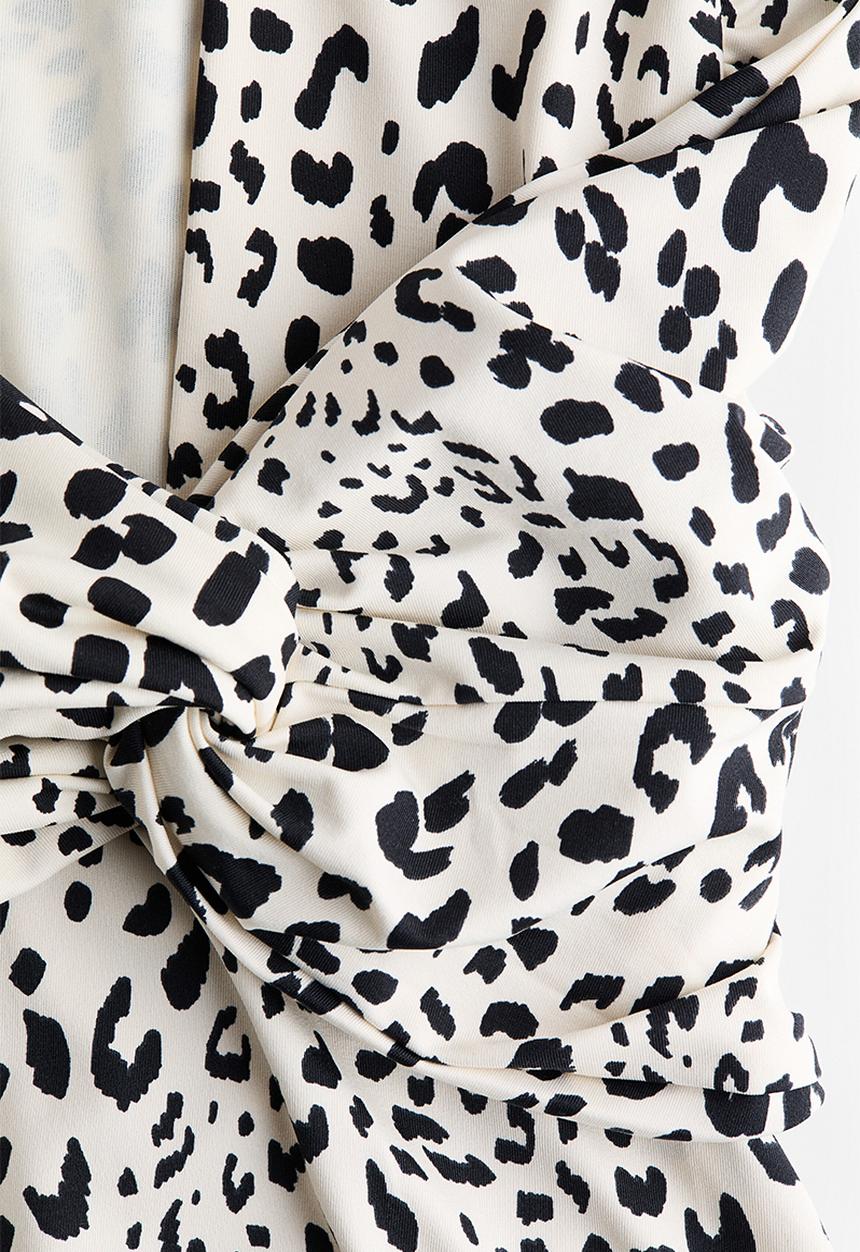 H&M - Open-back jersey dress - cream/leopard print