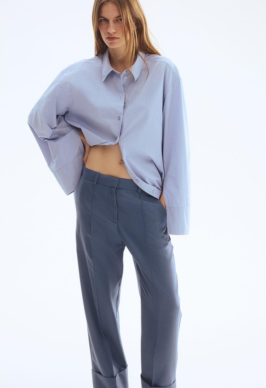 H&M - Tailored twill trousers - dusty blue