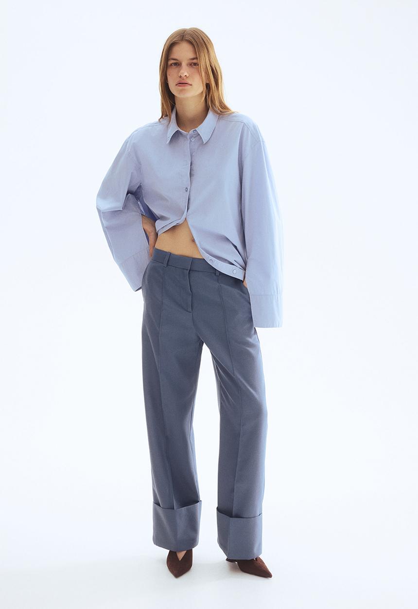 H&M - Tailored twill trousers - dusty blue