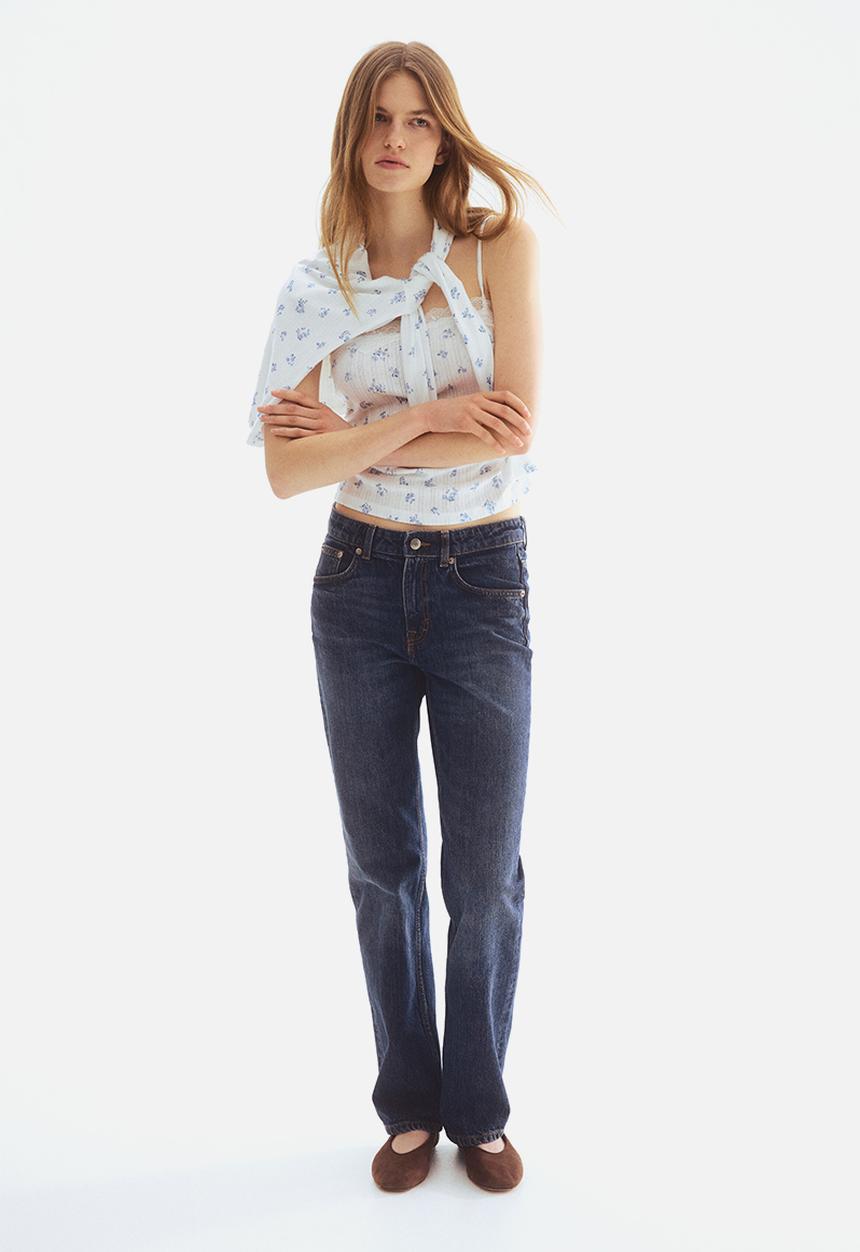 H&M - Pointelle strappy top - white/blue floral