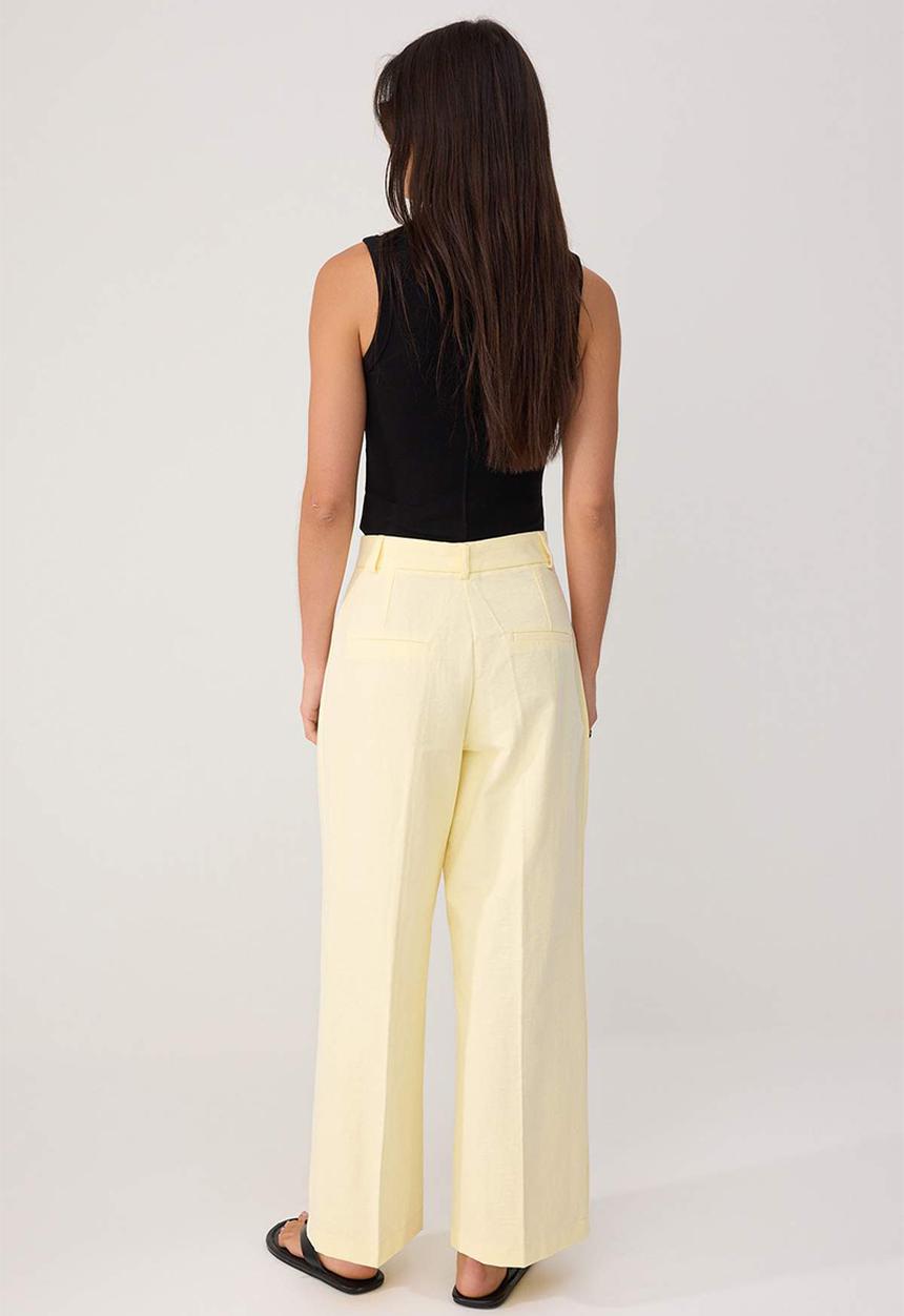 Trendyol - Wardrobe Essentials Cropped Wide-Leg Trousers - Light Yellow