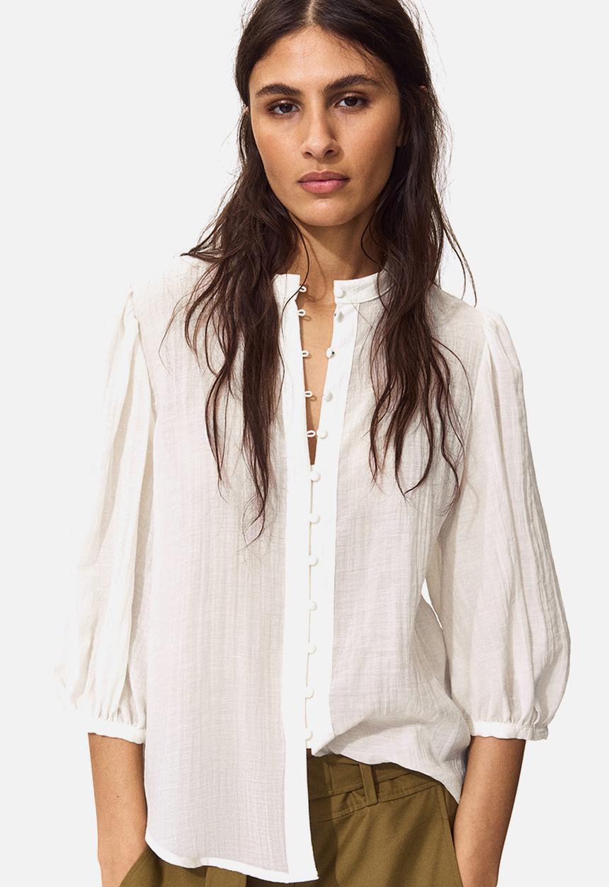 H&M - Balloon-sleeved blouse - white