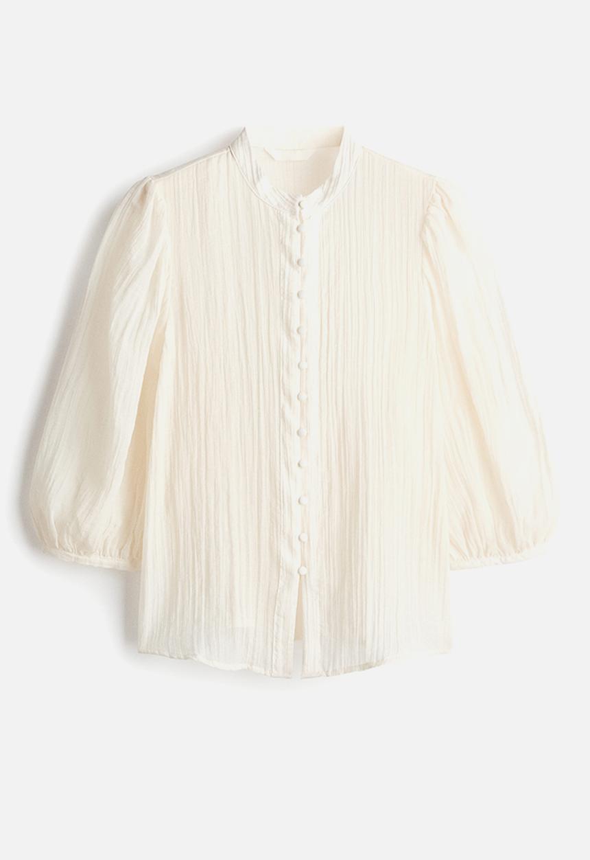 H&M - Balloon-sleeved blouse - white