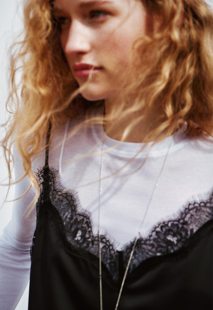 H&M - Lace-trimmed strappy top - black