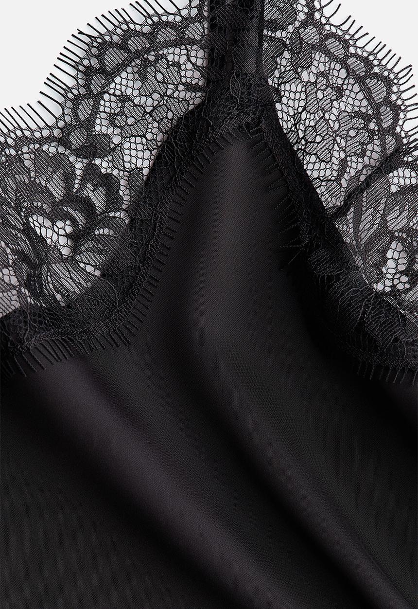 H&M - Lace-trimmed strappy top - black