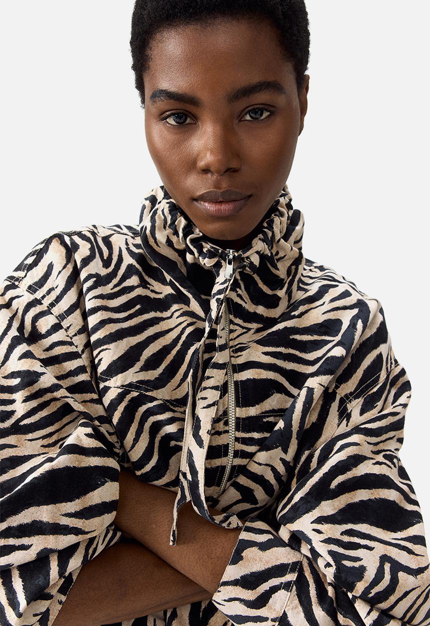 H&M - Linen-blend jacket - beige/zebra print