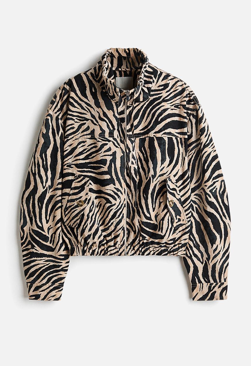 H&M - Linen-blend jacket - beige/zebra print
