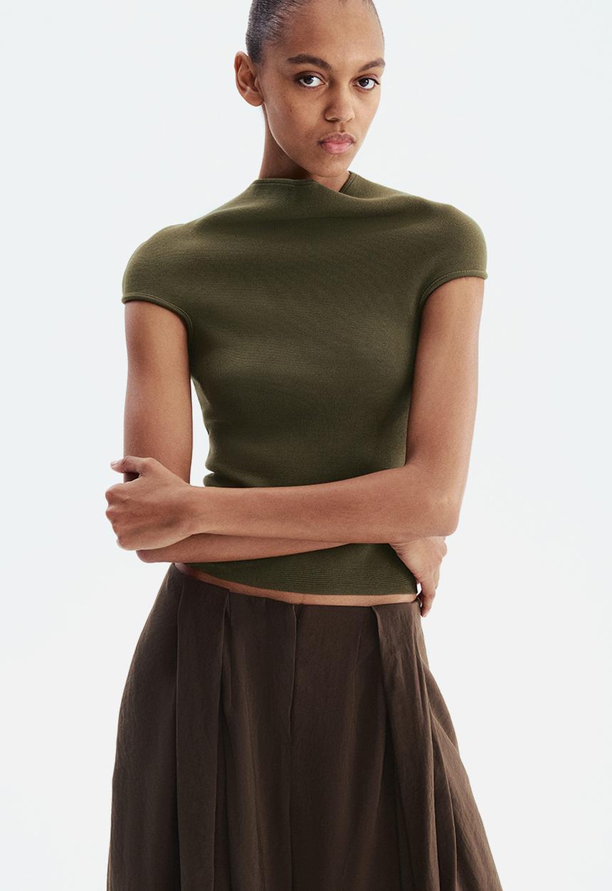H&M - Turtleneck top - dark khaki green