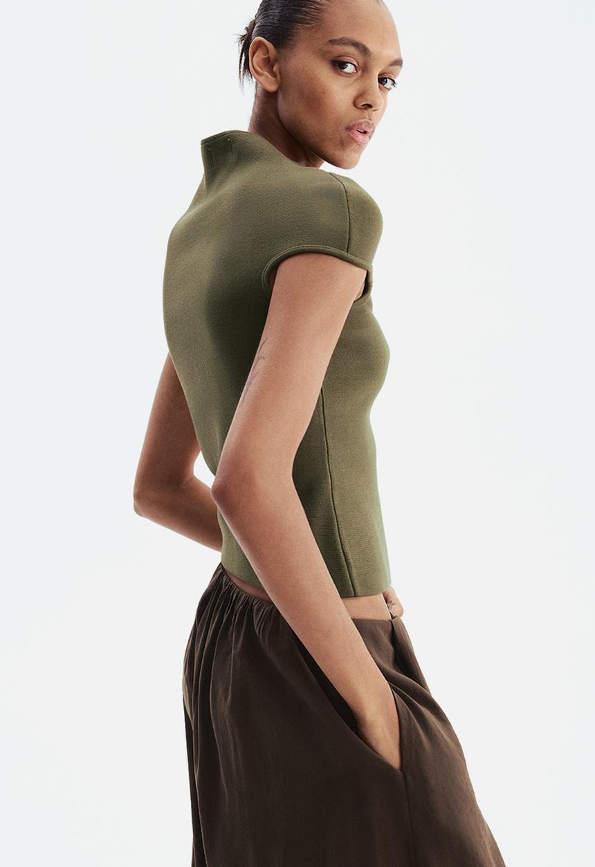 H&M - Turtleneck top - dark khaki green