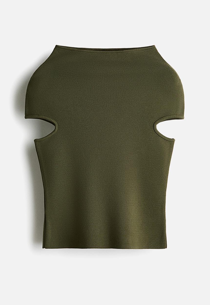 H&M - Turtleneck top - dark khaki green
