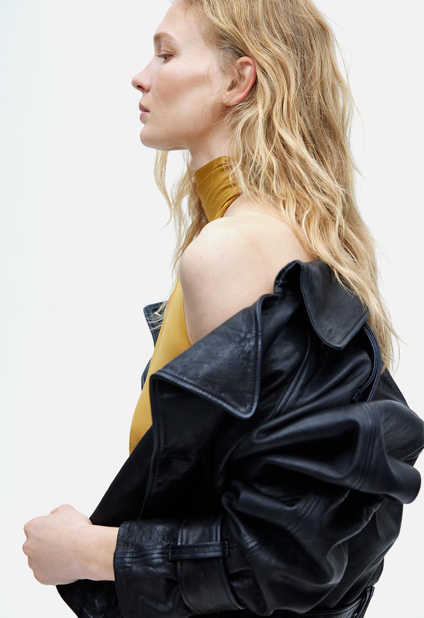H&M - Asymmetric halterneck top - mustard yellow
