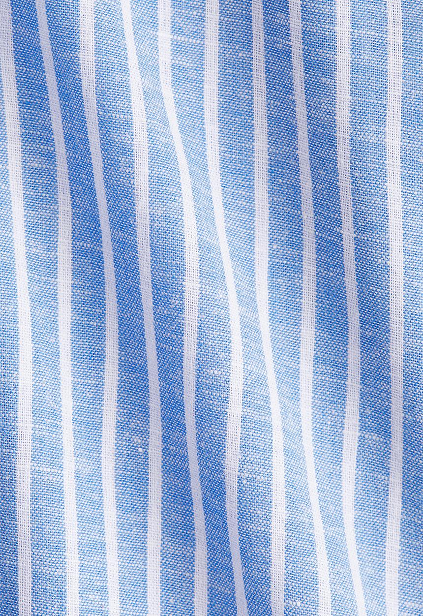 H&M - Linen-blend blouse - light blue/white striped