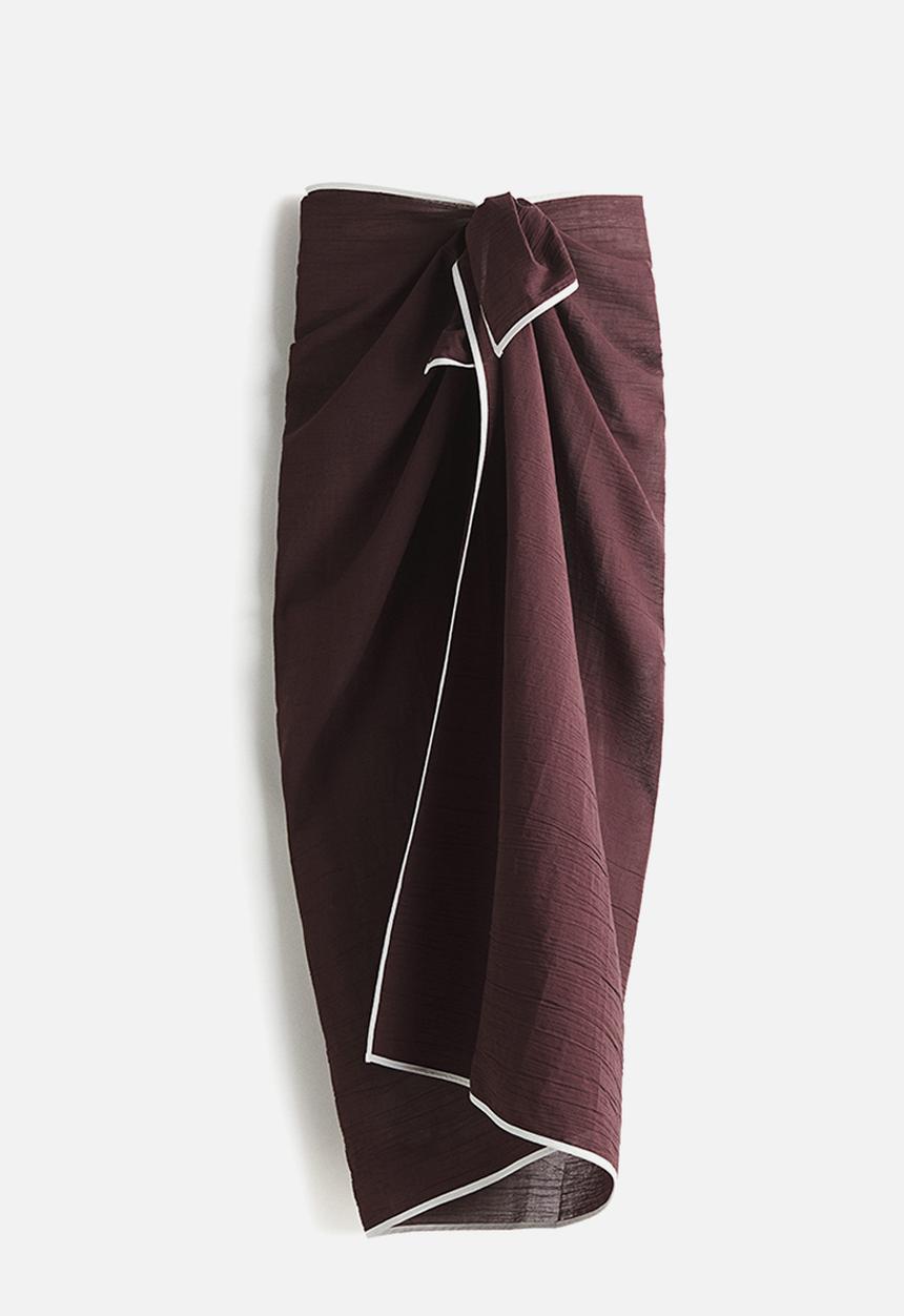 H&M - Cotton sarong - dark brown/white