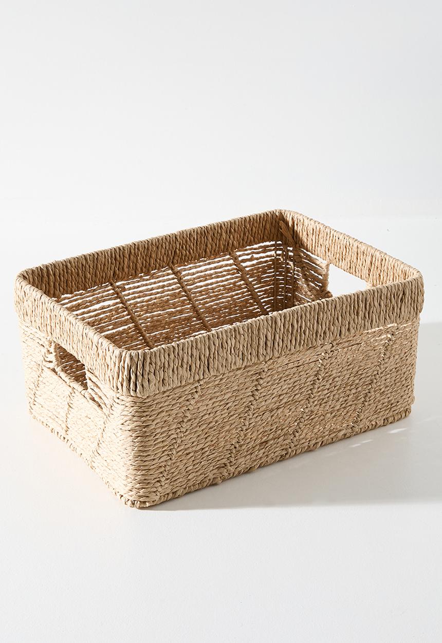 Pop Candy - Woven storage basket with grown-on handles - neutral