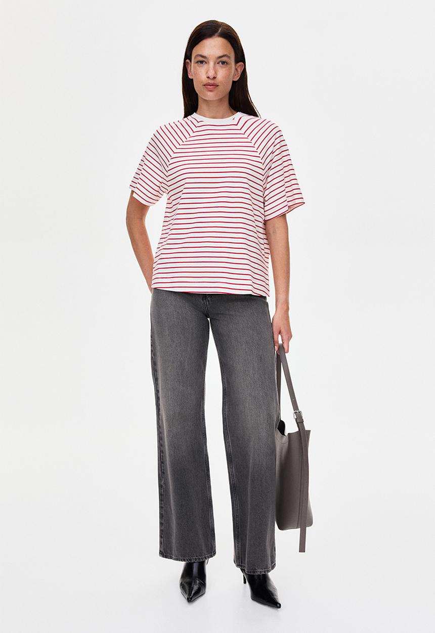H&M - Mama before & after nursing T-shirt - white/red striped