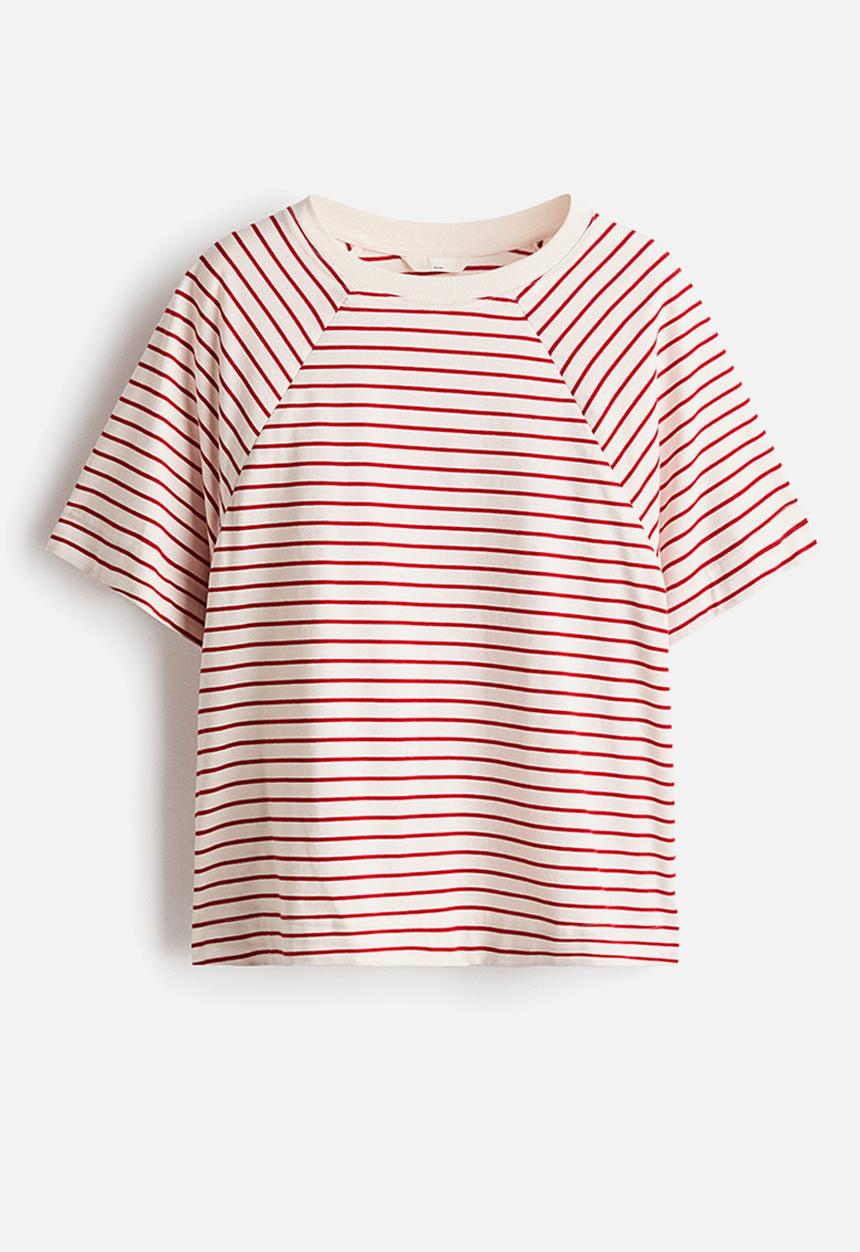 H&M - Mama before & after nursing T-shirt - white/red striped