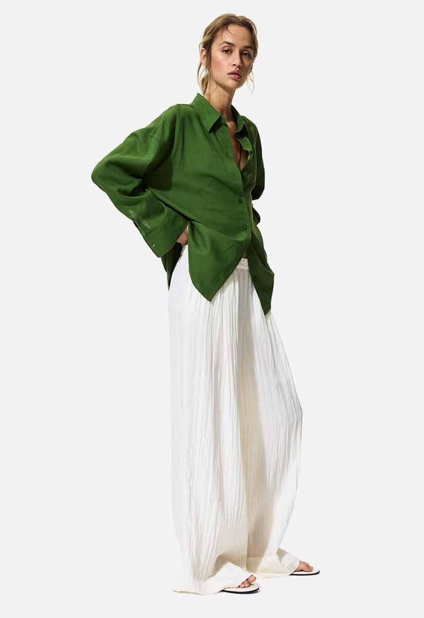 H&M - Oversized linen-blend shirt - green
