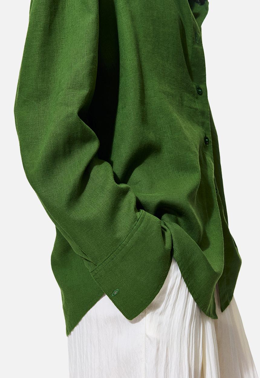 H&M - Oversized linen-blend shirt - green