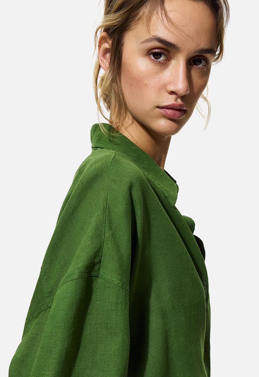 H&M - Oversized linen-blend shirt - green