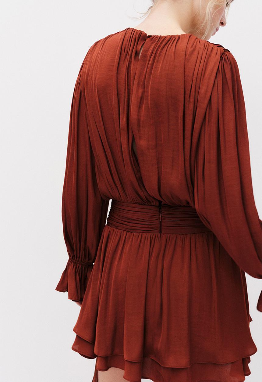 H&M - Knot-detail draped dress - rust red