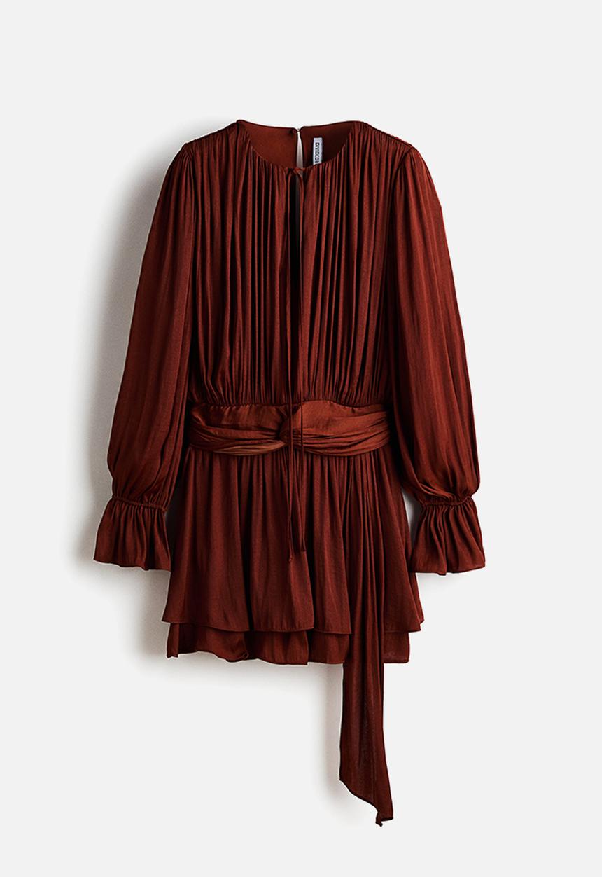 H&M - Knot-detail draped dress - rust red