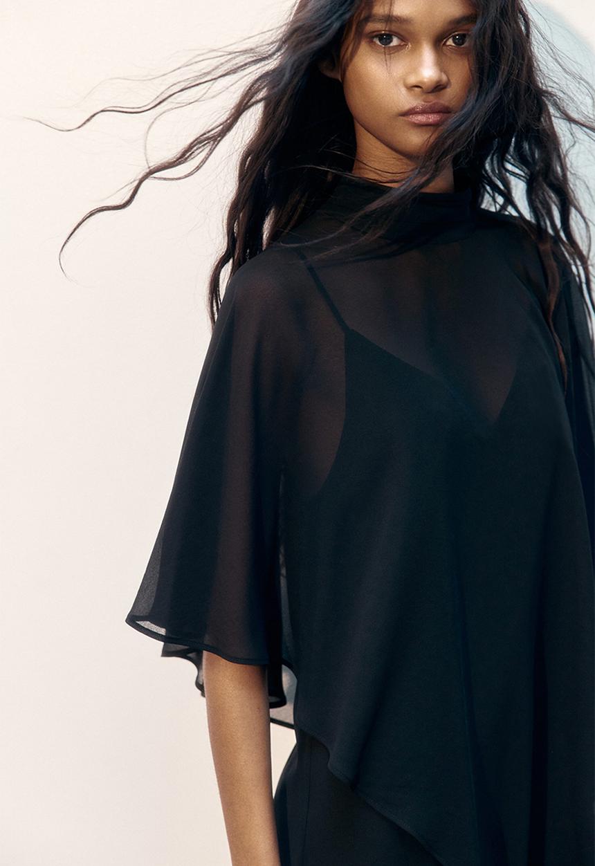 H&M - Cape-layered dress - black