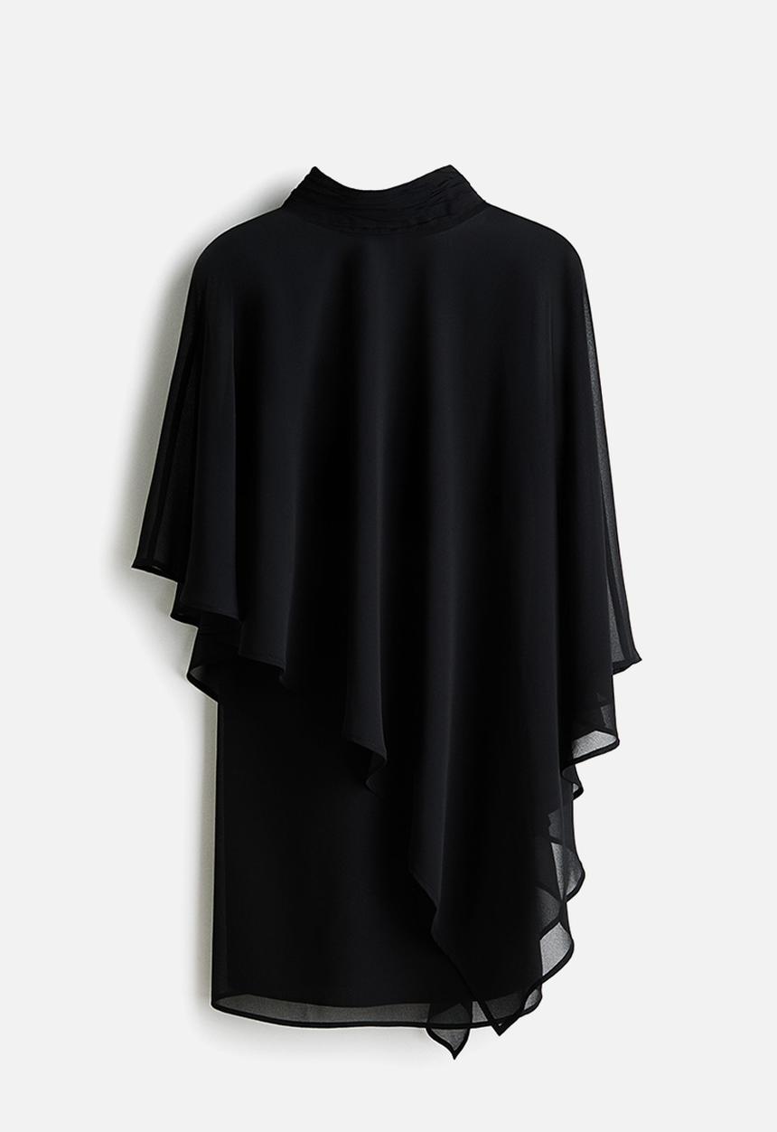 H&M - Cape-layered dress - black