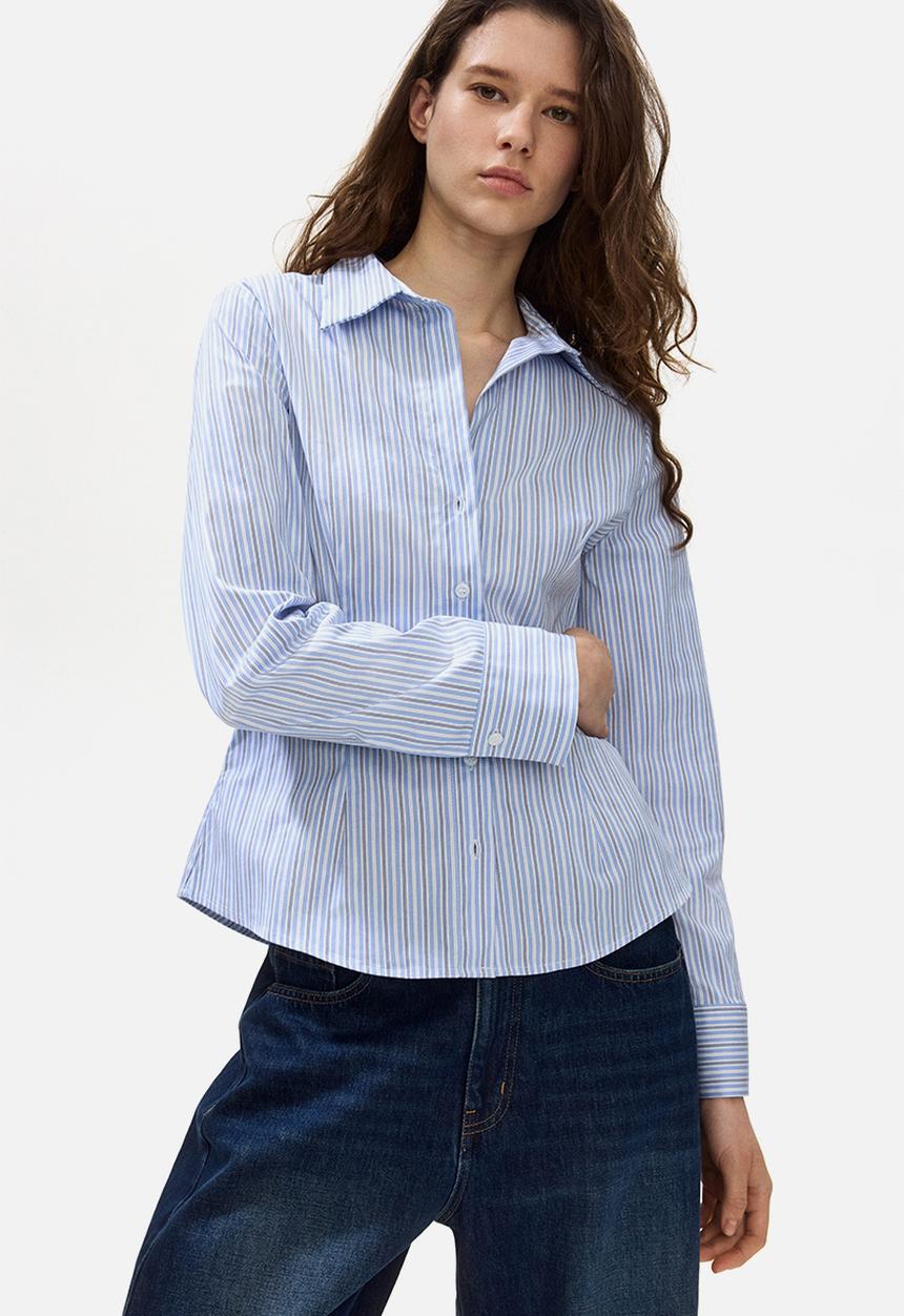 H&M - Fitted shirt - light blue/striped