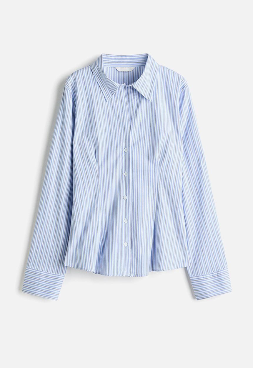 H&M - Fitted shirt - light blue/striped