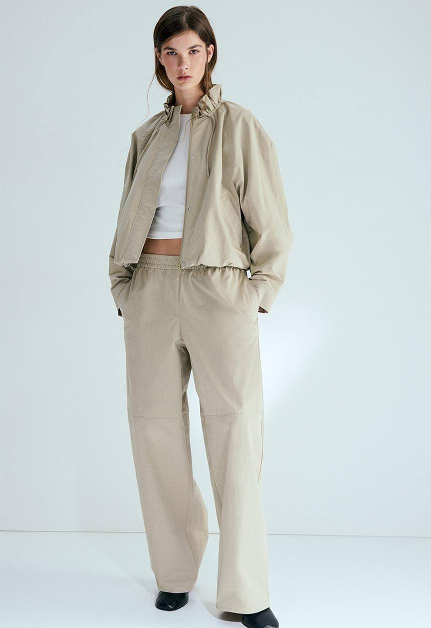 H&M - Barrel-leg twill trousers - beige
