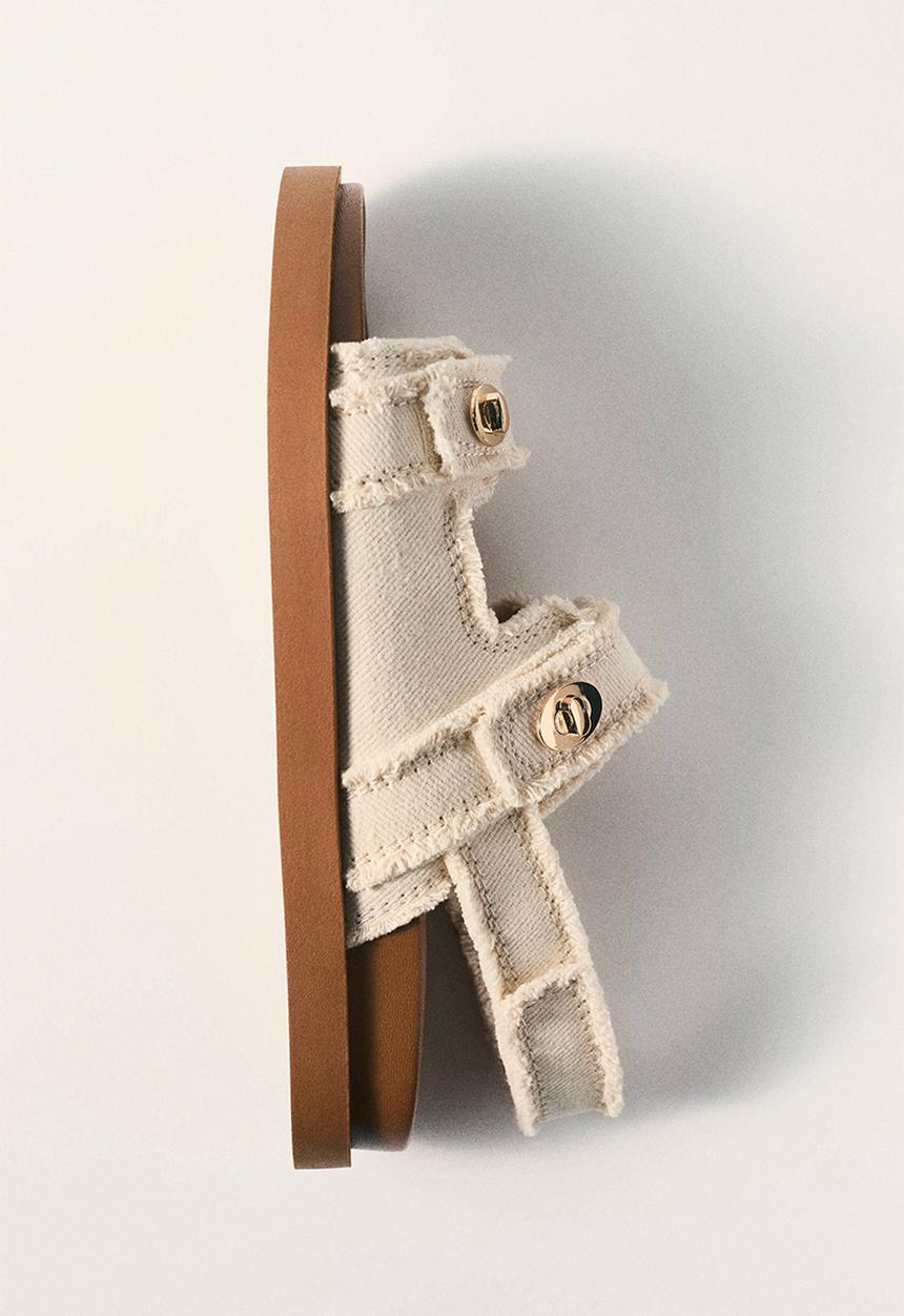 H&M - Cotton twill sandals - light beige