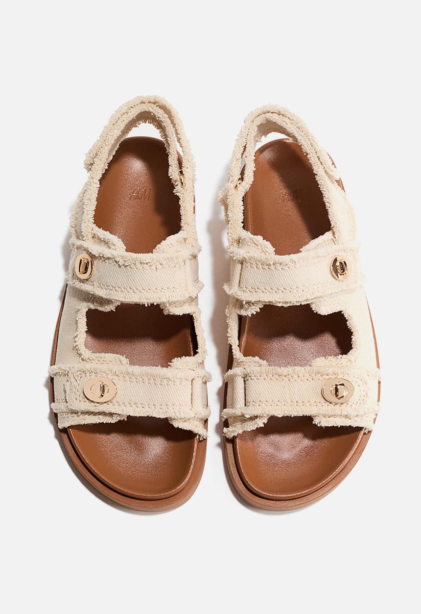 H&M - Cotton twill sandals - light beige