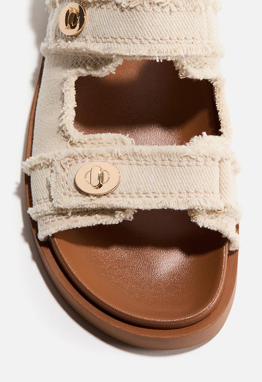 H&M - Cotton twill sandals - light beige