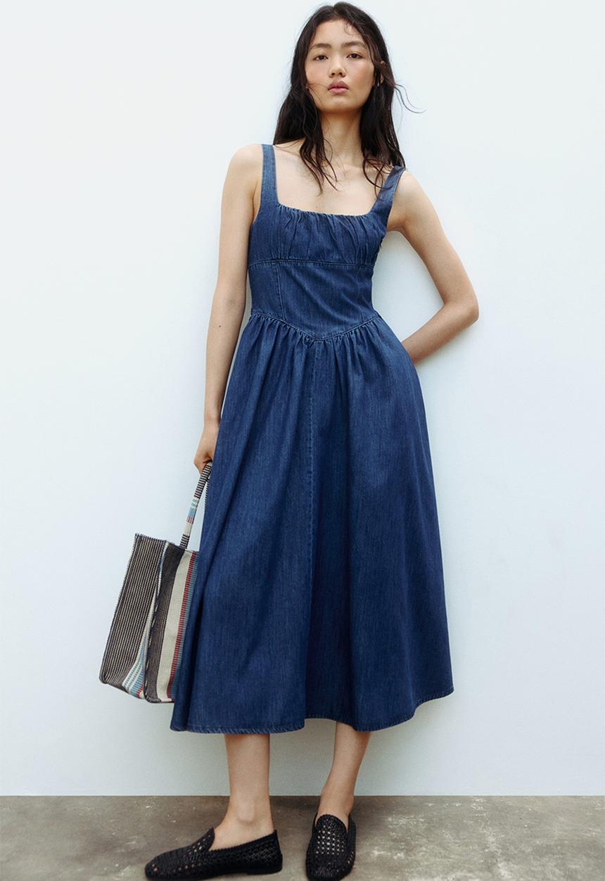 H&M - Denim midi dress - denim blue