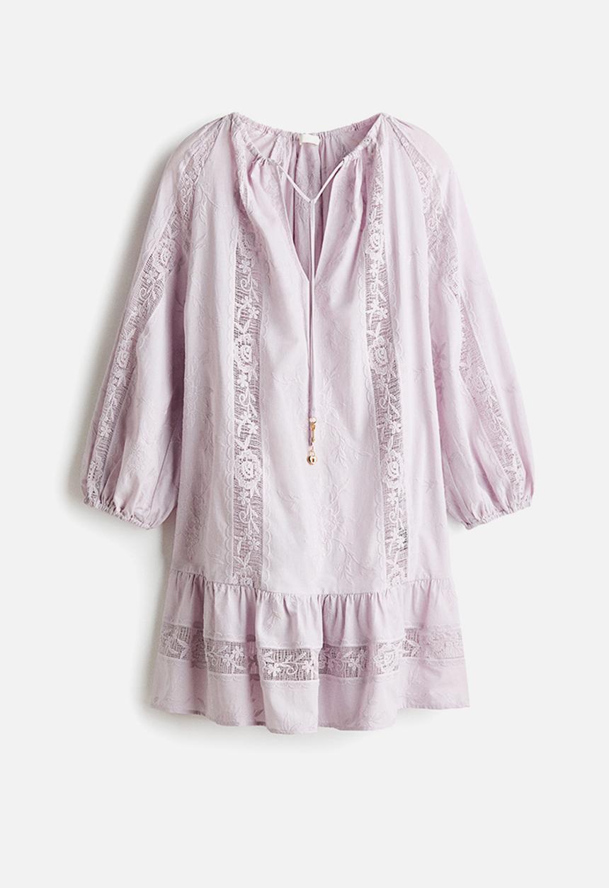 H&M - Lace-inset tunic dress - lilac