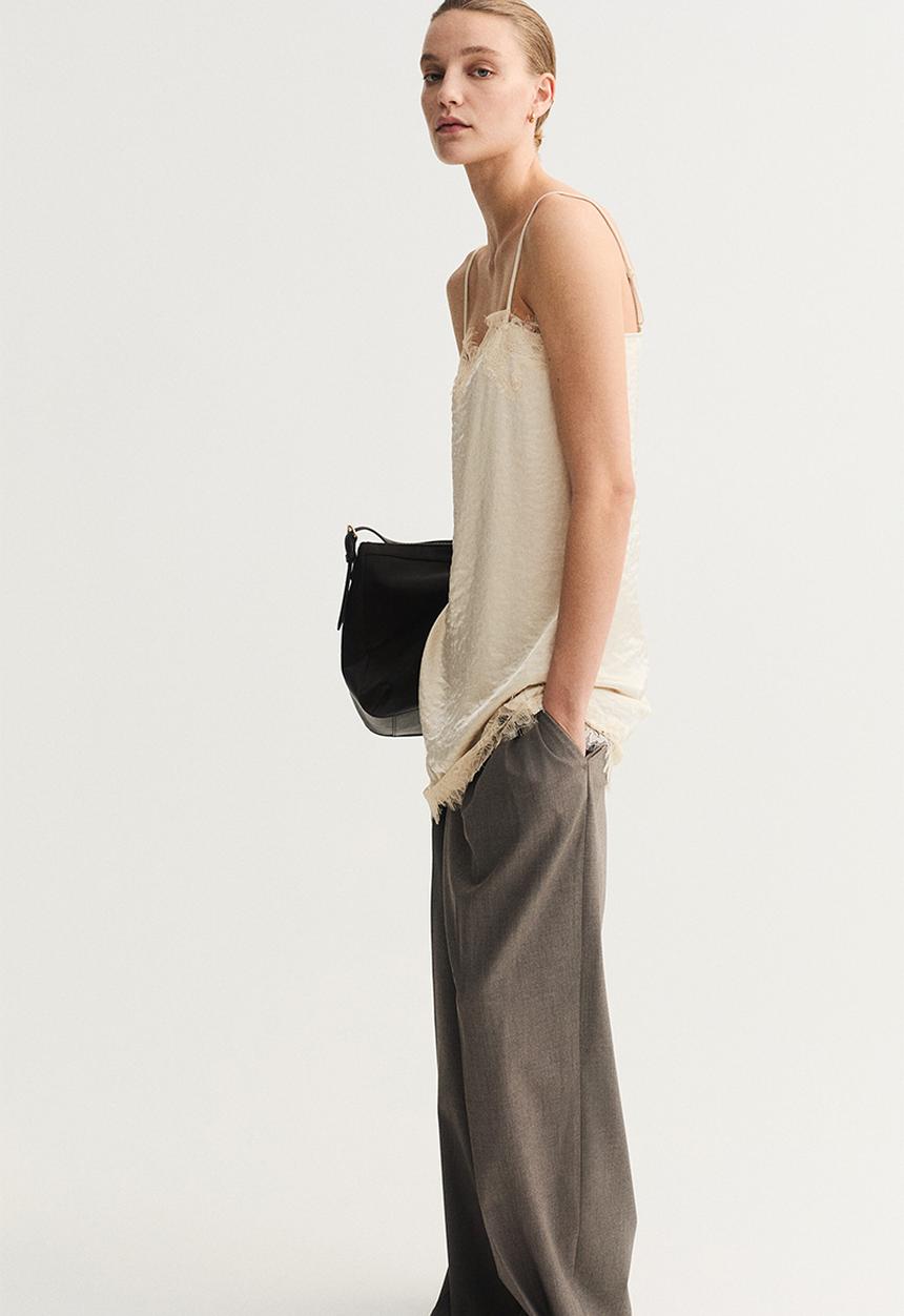 H&M - Lace-trimmed slip dress - cream