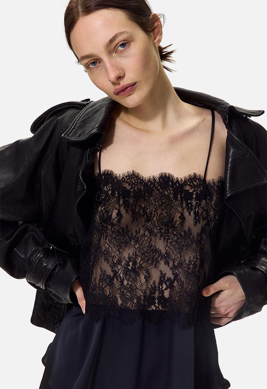 H&M - Lace strappy top - black