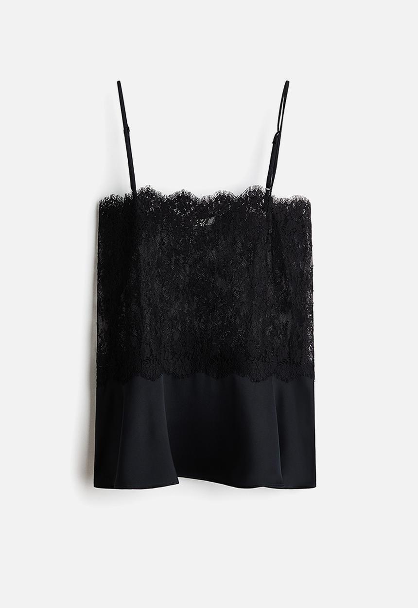 H&M - Lace strappy top - black