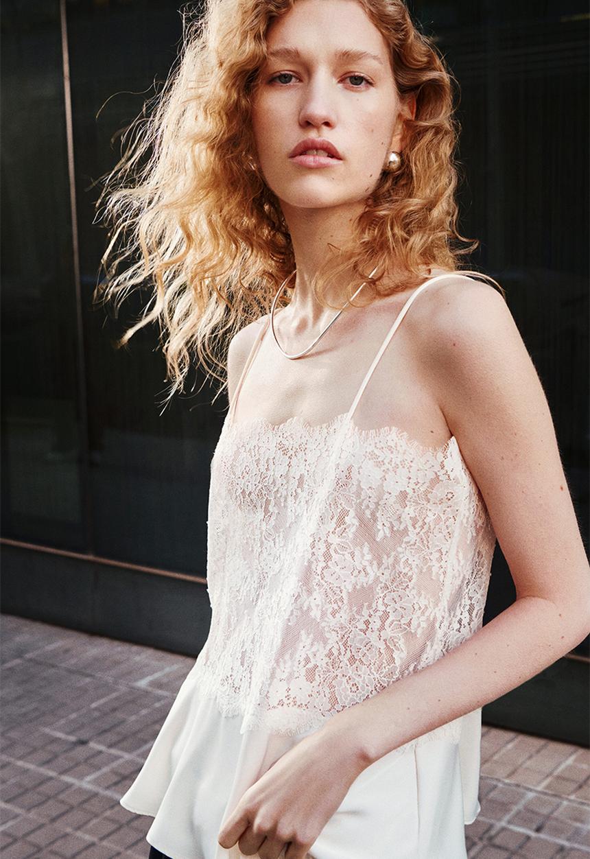 H&M - Lace strappy top - white