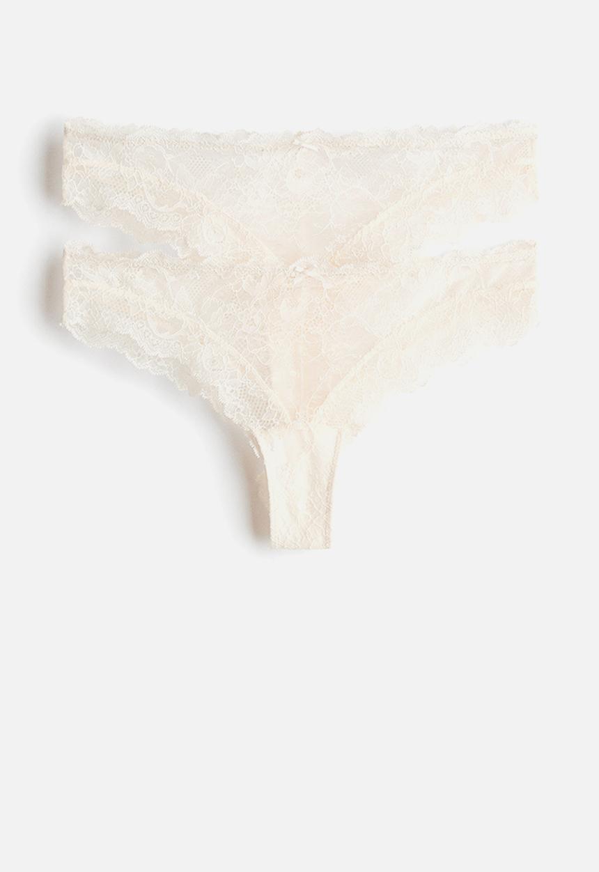 H&M - 2-pack lace brazilian briefs - cream