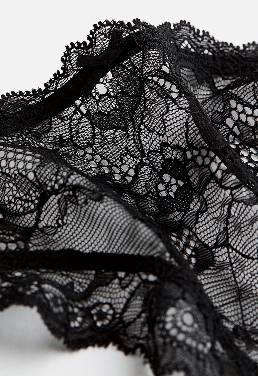 H&M - 2-pack lace brazilian briefs - black