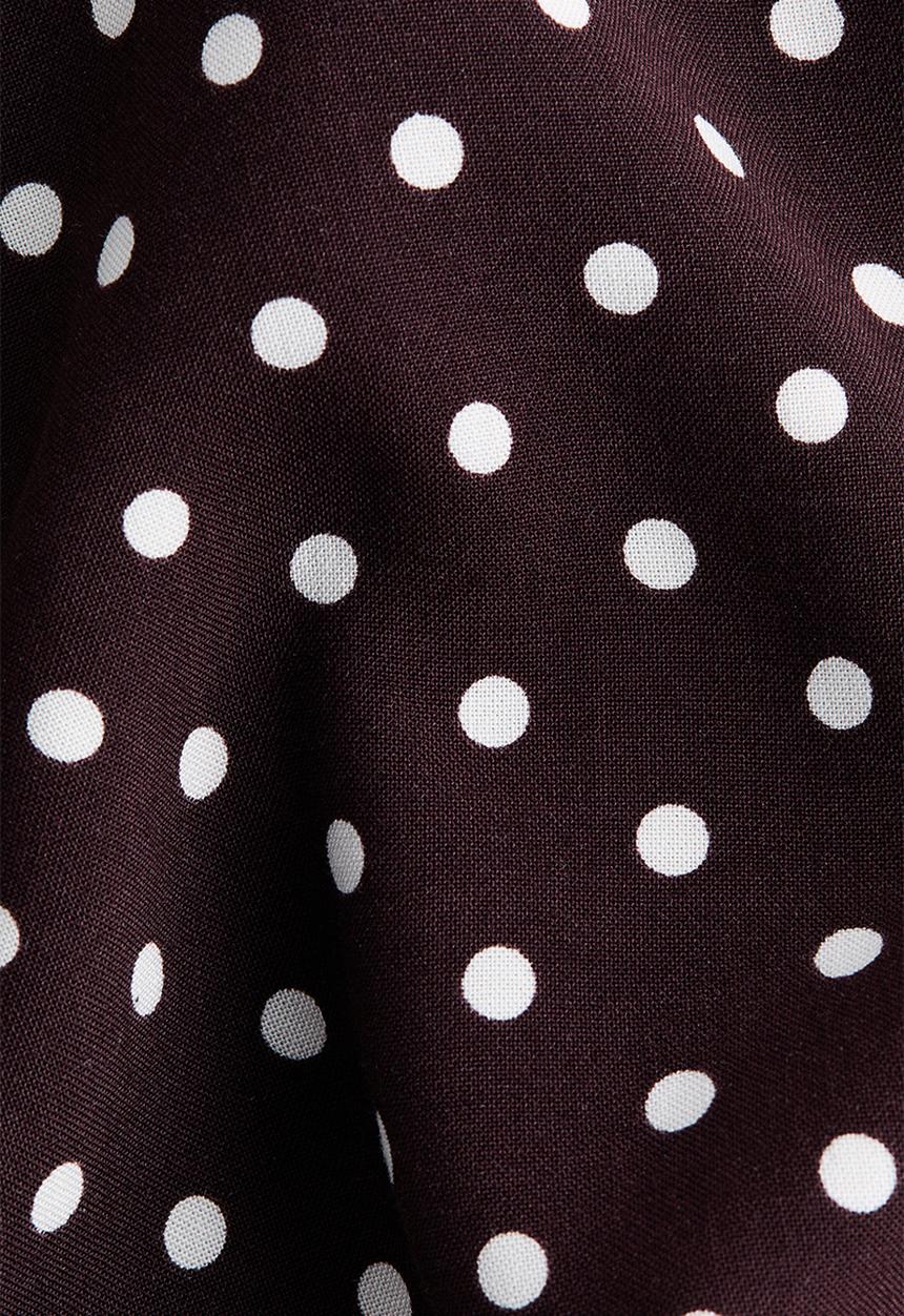 H&M - Tie-belt shirt dress - dark brown/polka dot