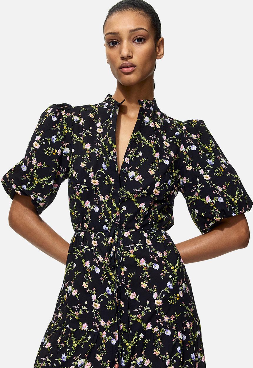 H&M - Long cotton dress - black/floral