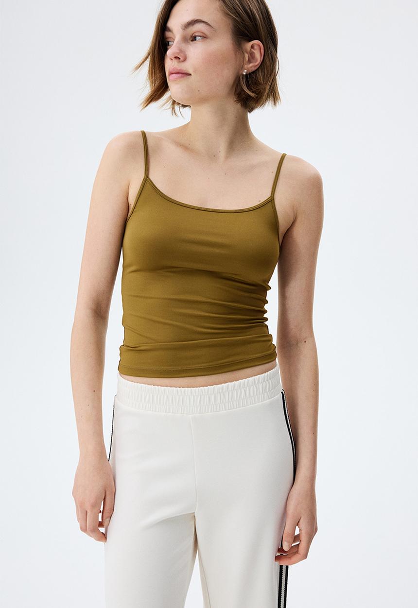 H&M - Jersey strappy top - golden olive