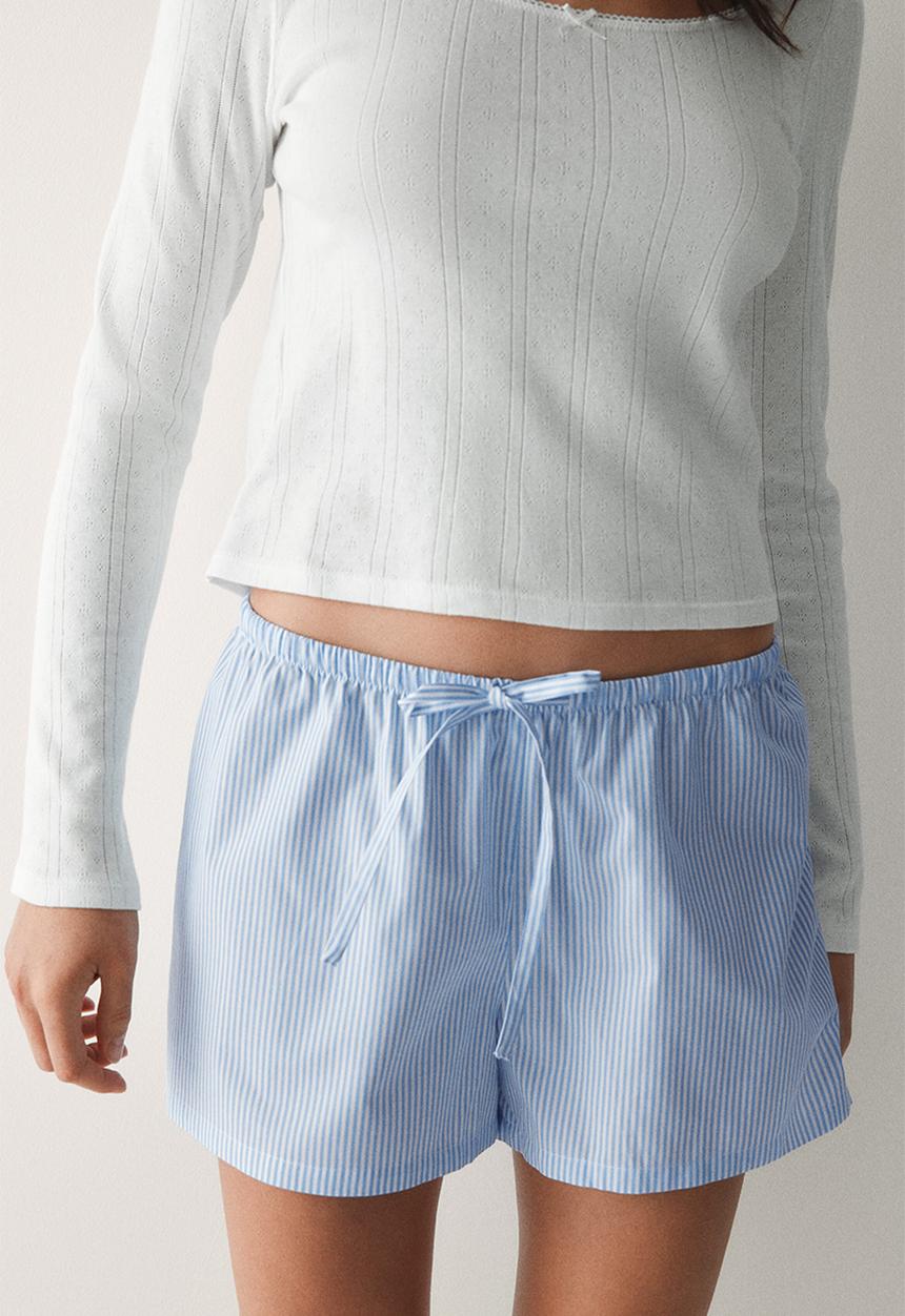 H&M - 2-pack pyjama shorts - light blue/striped