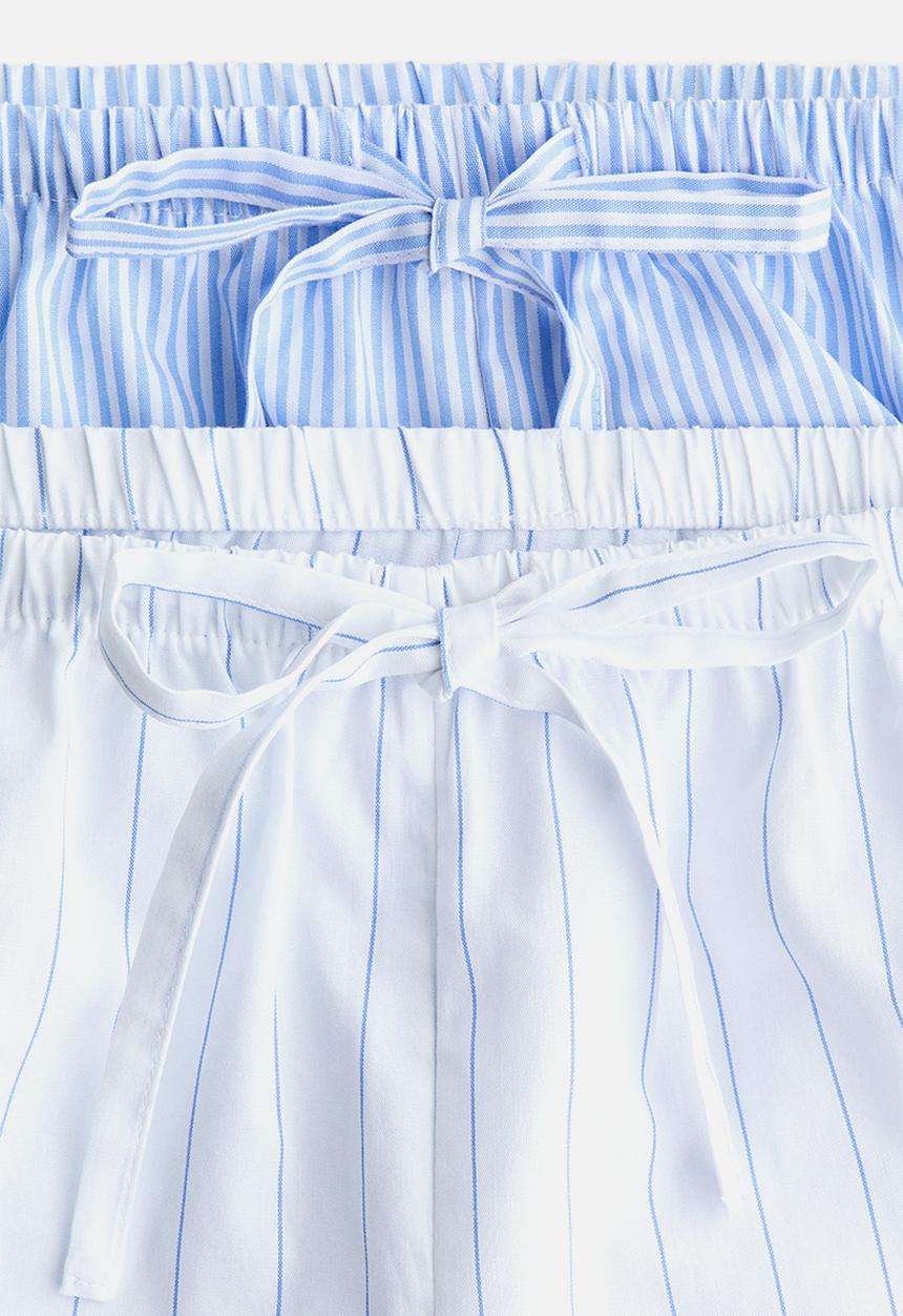 H&M - 2-pack pyjama shorts - light blue/striped