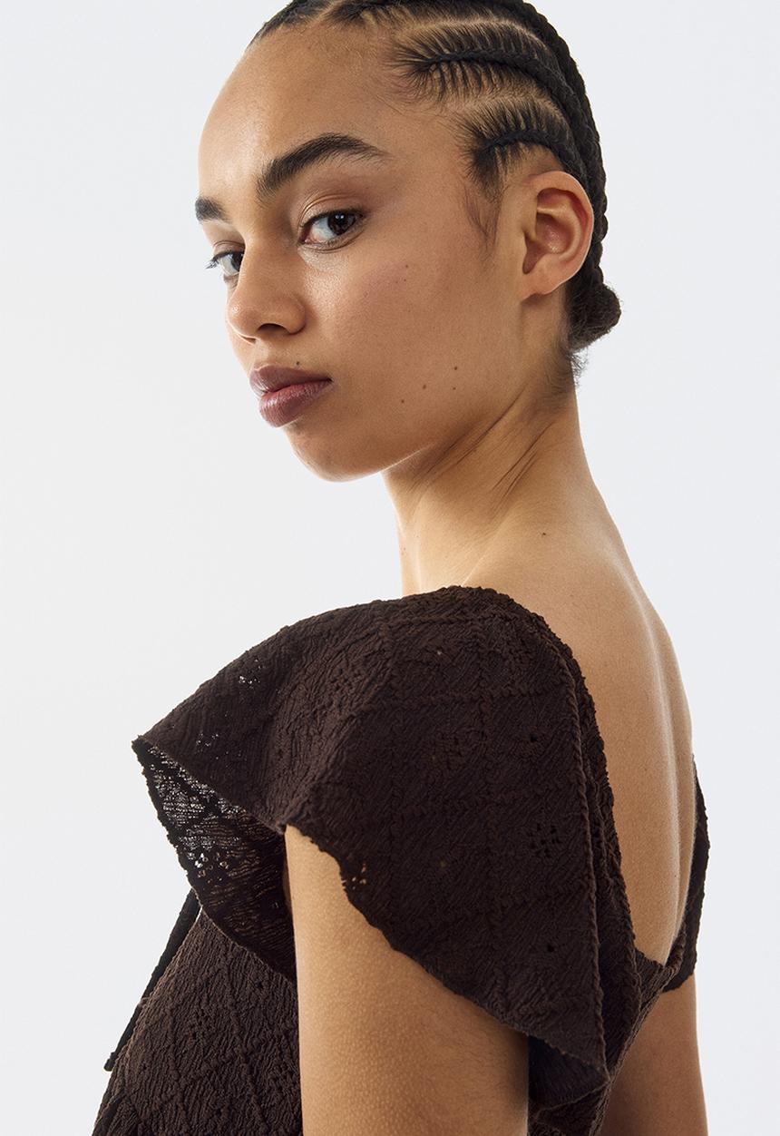 H&M - Pointelle jersey blouse - dark brown