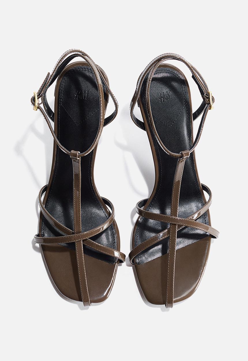 H&M - Heeled strappy sandals - dark khaki green