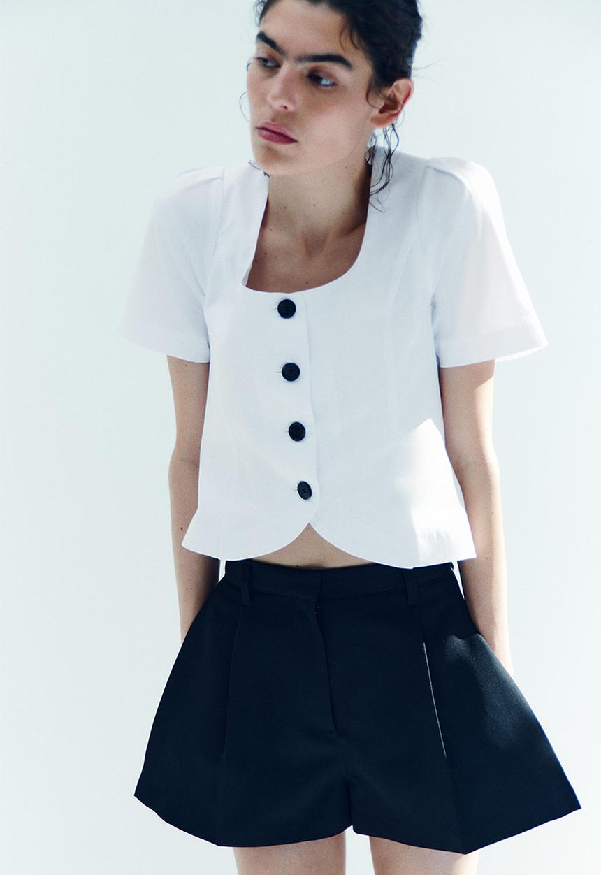 H&M - Scoop-neck blouse - white